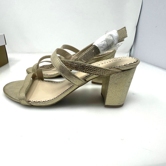 Charter Club Lunah Sparkly Asymmetrical Strap Dress Sandals in Gold 9.5 M New - Picture 3 of 9
